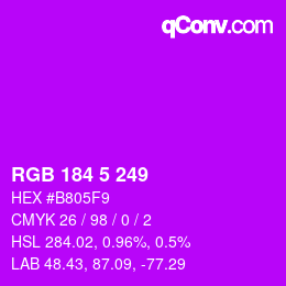 Color code: RGB 184 5 249 | qconv.com