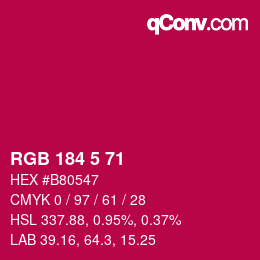 Color code: RGB 184 5 71 | qconv.com