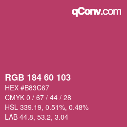 Color code: RGB 184 60 103 | qconv.com