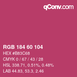 Color code: RGB 184 60 104 | qconv.com