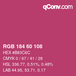 カラーコード: RGB 184 60 108 | qconv.com