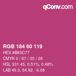 颜色代码: RGB 184 60 119 | qconv.com