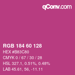 カラーコード: RGB 184 60 128 | qconv.com