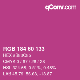 カラーコード: RGB 184 60 133 | qconv.com