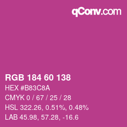 Color code: RGB 184 60 138 | qconv.com