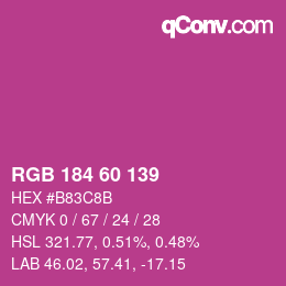 Color code: RGB 184 60 139 | qconv.com