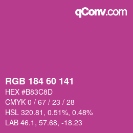 カラーコード: RGB 184 60 141 | qconv.com