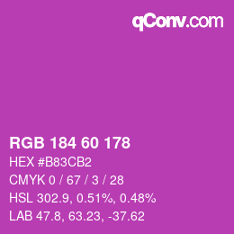 カラーコード: RGB 184 60 178 | qconv.com