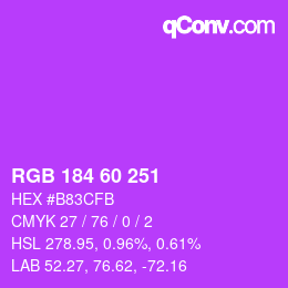 カラーコード: RGB 184 60 251 | qconv.com