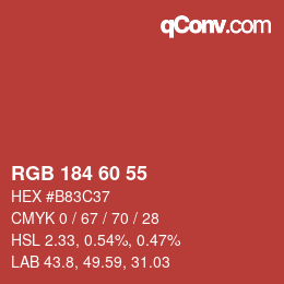 カラーコード: RGB 184 60 55 | qconv.com