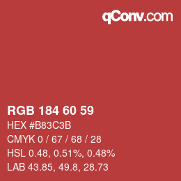 カラーコード: RGB 184 60 59 | qconv.com