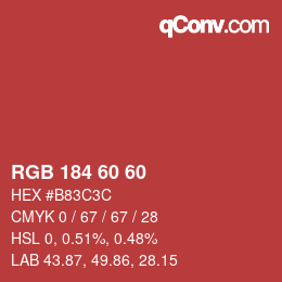 カラーコード: RGB 184 60 60 | qconv.com