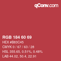 Color code: RGB 184 60 69 | qconv.com