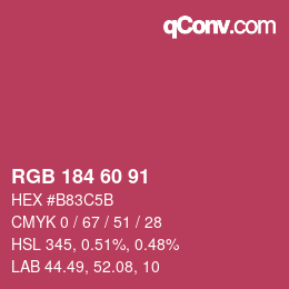 カラーコード: RGB 184 60 91 | qconv.com