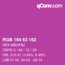 Color code: RGB 184 63 162 | qconv.com