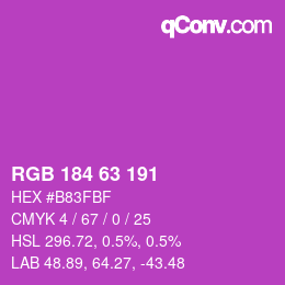 カラーコード: RGB 184 63 191 | qconv.com