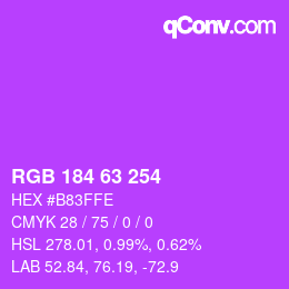 Color code: RGB 184 63 254 | qconv.com