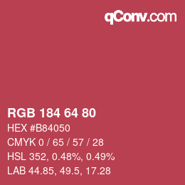 Color code: RGB 184 64 80 | qconv.com
