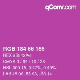 カラーコード: RGB 184 66 166 | qconv.com