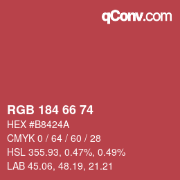 Color code: RGB 184 66 74 | qconv.com