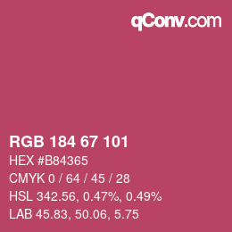 Color code: RGB 184 67 101 | qconv.com