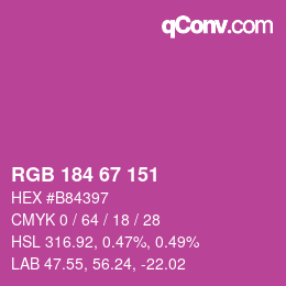 カラーコード: RGB 184 67 151 | qconv.com