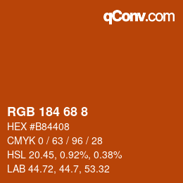 Color code: RGB 184 68 8 | qconv.com