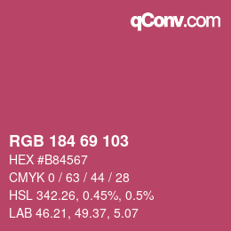 カラーコード: RGB 184 69 103 | qconv.com