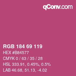 カラーコード: RGB 184 69 119 | qconv.com