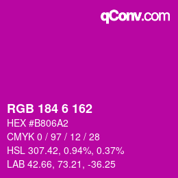 Color code: RGB 184 6 162 | qconv.com