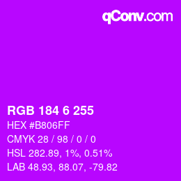 Color code: RGB 184 6 255 | qconv.com