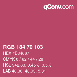 Color code: RGB 184 70 103 | qconv.com
