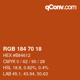 颜色代码: RGB 184 70 18 | qconv.com