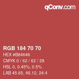 Color code: RGB 184 70 70 | qconv.com