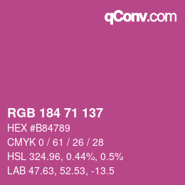 カラーコード: RGB 184 71 137 | qconv.com
