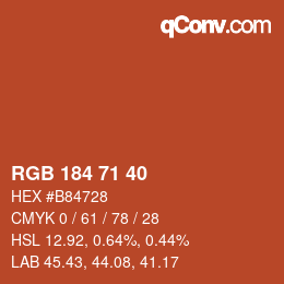Color code: RGB 184 71 40 | qconv.com