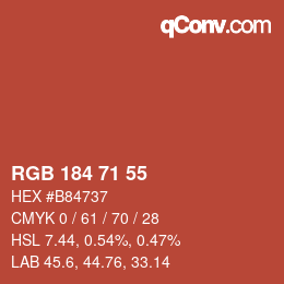 カラーコード: RGB 184 71 55 | qconv.com