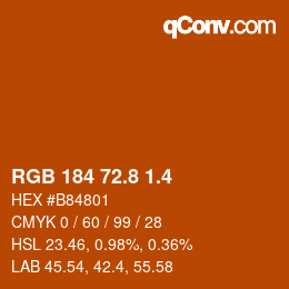 カラーコード: RGB 184 72.8 1.4 | qconv.com