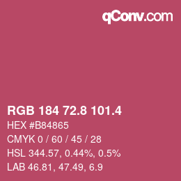 カラーコード: RGB 184 72.8 101.4 | qconv.com