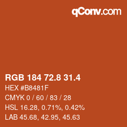 カラーコード: RGB 184 72.8 31.4 | qconv.com
