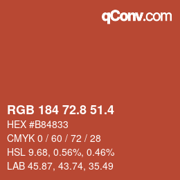 カラーコード: RGB 184 72.8 51.4 | qconv.com