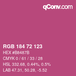 カラーコード: RGB 184 72 123 | qconv.com