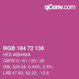 颜色代码: RGB 184 72 138 | qconv.com