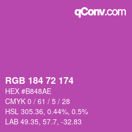 颜色代码: RGB 184 72 174 | qconv.com