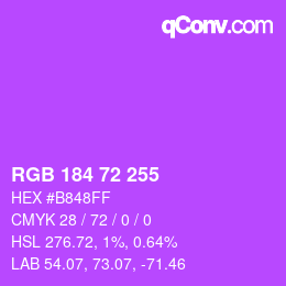 Color code: RGB 184 72 255 | qconv.com