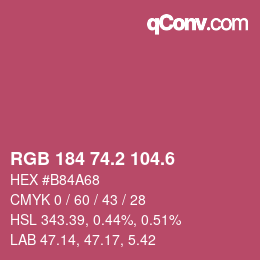 カラーコード: RGB 184 74.2 104.6 | qconv.com