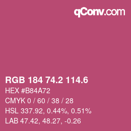 カラーコード: RGB 184 74.2 114.6 | qconv.com