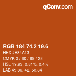 カラーコード: RGB 184 74.2 19.6 | qconv.com