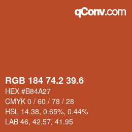 カラーコード: RGB 184 74.2 39.6 | qconv.com
