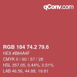 カラーコード: RGB 184 74.2 79.6 | qconv.com